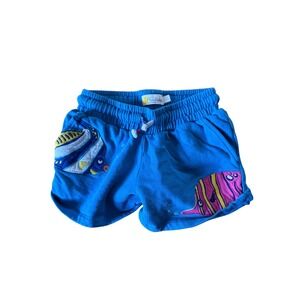 Mini Boden fish appliqué shorts‎ blue